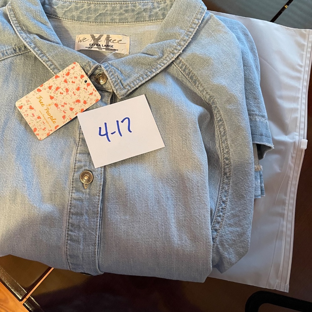 Free People * We The Free Hannah Denim Mini Dress with Pockets * Size XL * NWT! - Picture 16 of 16